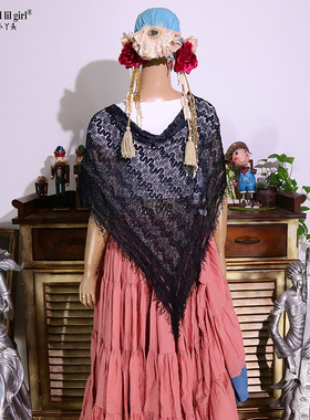 舞蹈服饰肚皮舞臀巾部落腰链美国幻彩黑色三角臀围巾BK202-251