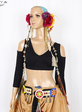 ATS部落肚皮舞上衣2019弹力棉V领露背开肩中袖品牌设计CGG01