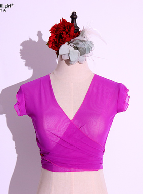 肚皮舞瑜伽品牌设计热销短袖新品台湾水沙无袖小上衣CSS25