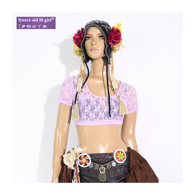 舞蹈服热销ATS肚皮舞choli韩国蕾丝大圆领露背上衣BV01BV05