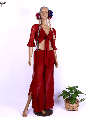 舞蹈服肚皮舞品牌设计2021新款演出服练功服台湾水纱套装STT136