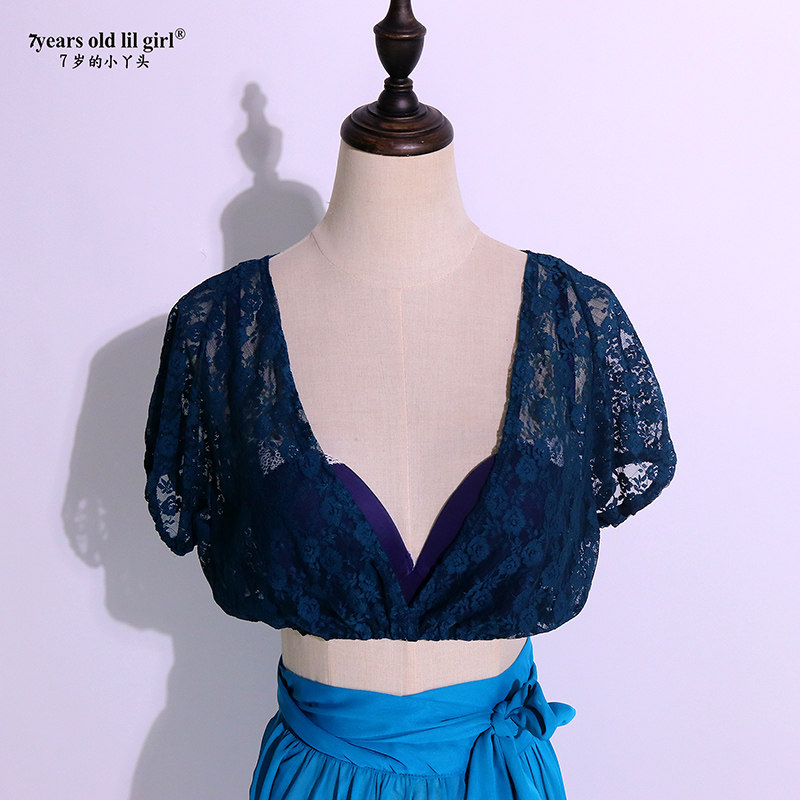舞蹈服肚皮舞套装短袖新款韩国蕾丝英伦深V领上衣 品牌DDB40