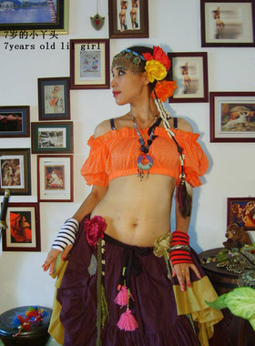 肚皮舞新款热销波西米亚全棉泡泡短袖上衣 TZ23