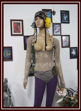 肚皮舞热销连体衣韩国蕾丝托胸长袖扣指品牌设计私人制定DT32