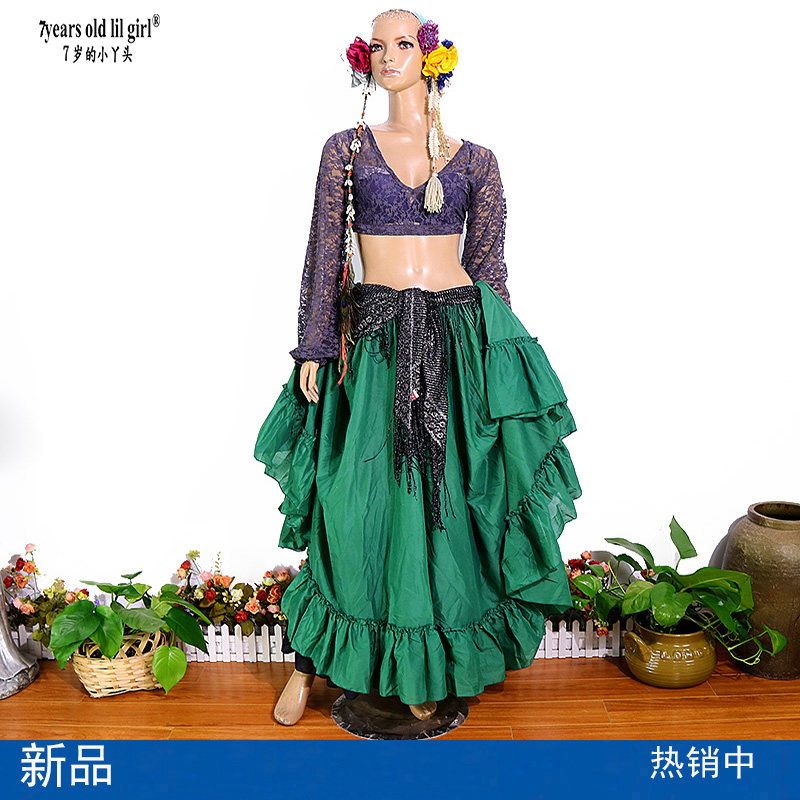 部落肚皮舞  品牌设计热销ATS全棉荷叶边1层大裙  CY08