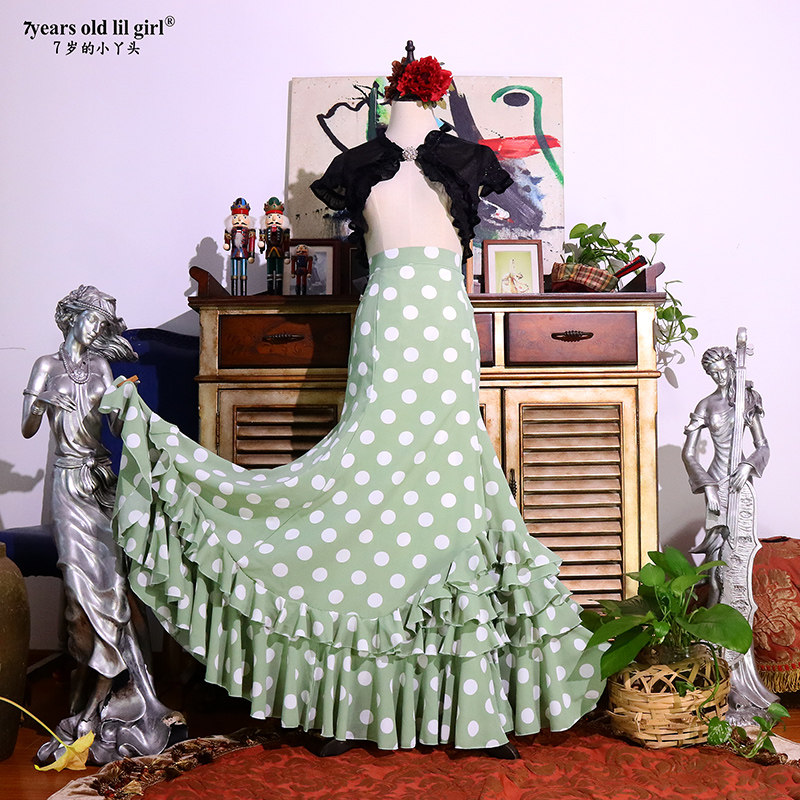 flamenco佛朗明哥西班牙舞裙包臀多层荷叶边dtt46