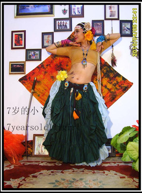 部落肚皮舞热销上衣短袖弹力棉宽边圆领露背小丫私人制定AM121