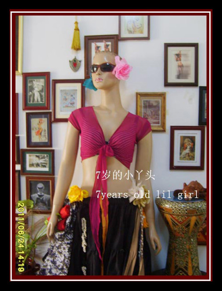 肚皮舞7岁的小丫头其他短袖网纱 2019新款台湾水沙无袖上衣 CC31