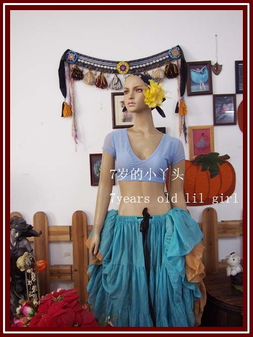 舞蹈服品牌设计肚皮舞台湾水纱双层V领露背短袖小上衣C914