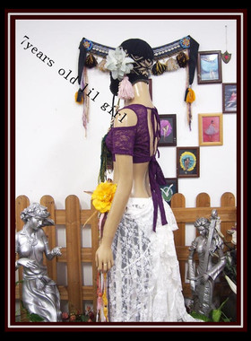 ATS肚皮舞原创品牌韩国蕾丝V领露背开肩短袖choli上衣DQ82