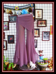 肚皮舞裤子2021新款台湾水纱小屁帘高侧衩大荷叶边喇叭裤GC10