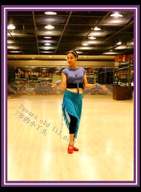 肚皮舞2019新款台湾水纱荷叶边欧式抽皱斜裙BQ176