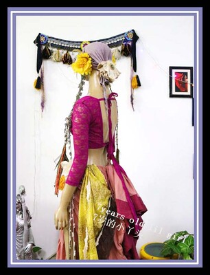 ATS部落肚皮舞人气choli长袖秋冬韩国蕾丝V领露背中袖上衣DQ129