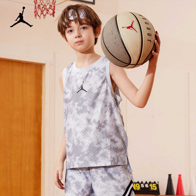 NIKE JORDAN 耐克童装男童速干篮球背心2024夏季新款透气儿童T恤