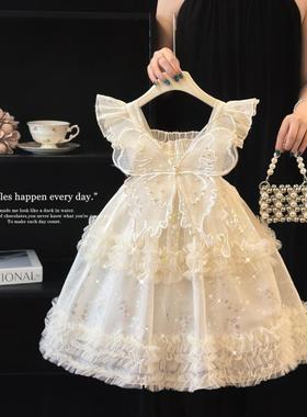 英国Next Naive女童公主裙夏季2025新款绝美洋气女孩白色礼服儿童