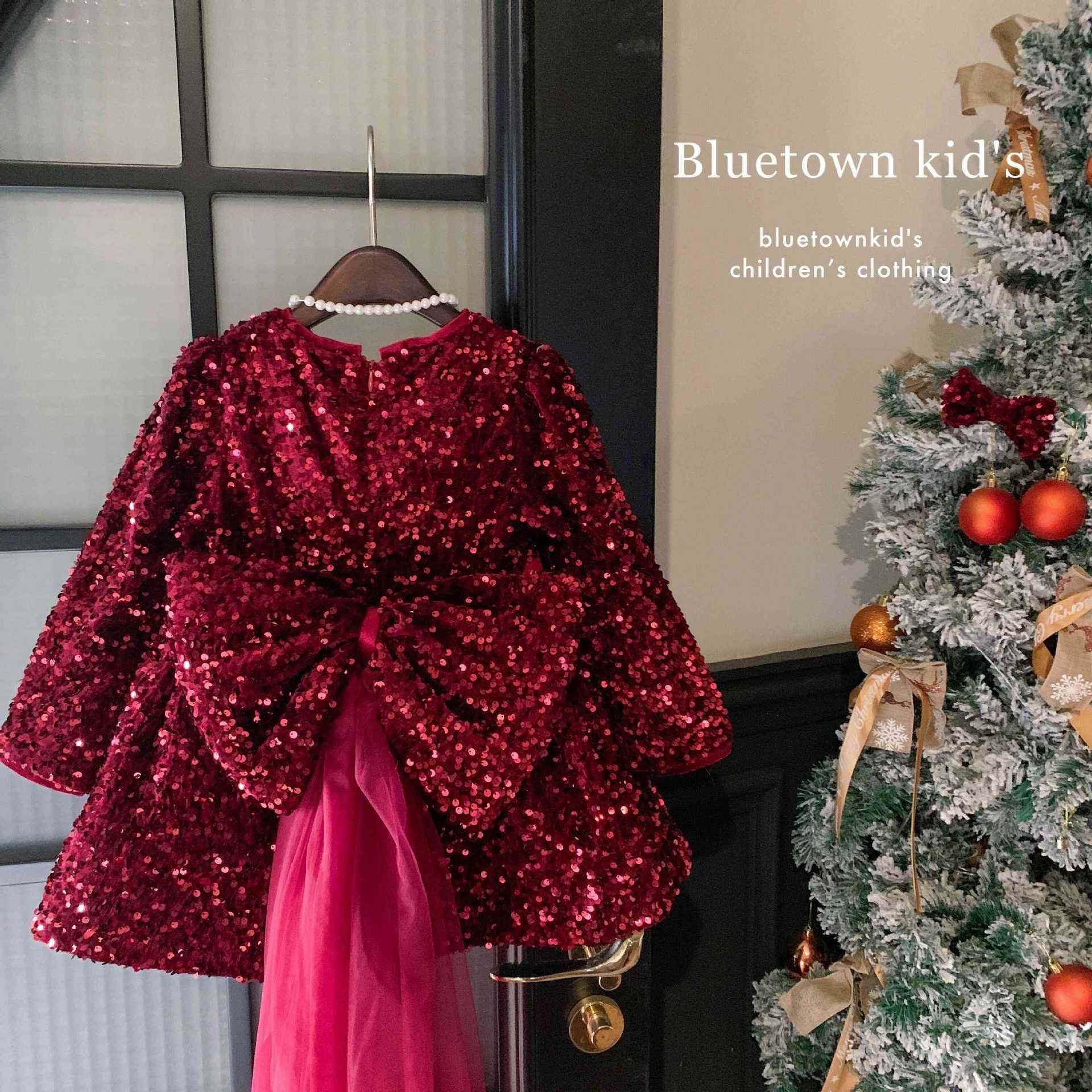 英国Next Naive秋季爆闪亮片裙女童公主裙重工小女孩生日裙蝴蝶结