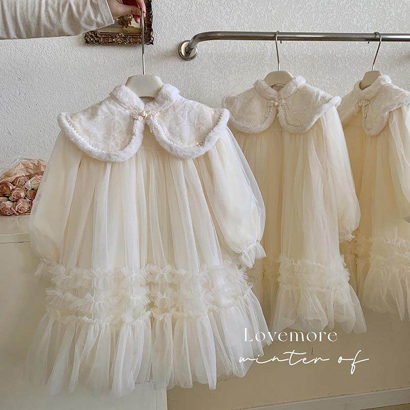 英国Next Naive国风连衣裙女童加绒冬款儿童洋气公主裙冬女孩纱裙