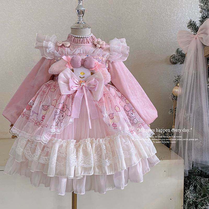 英国Next Naive女童美乐蒂洛丽塔公主裙2025新款冬装洋气加绒儿童