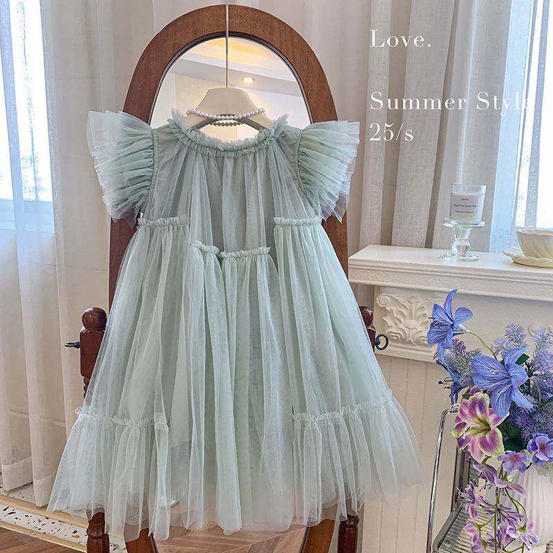 英国Next Naive韩版童装女童连衣裙25夏季洋气儿童网纱飞袖公主裙