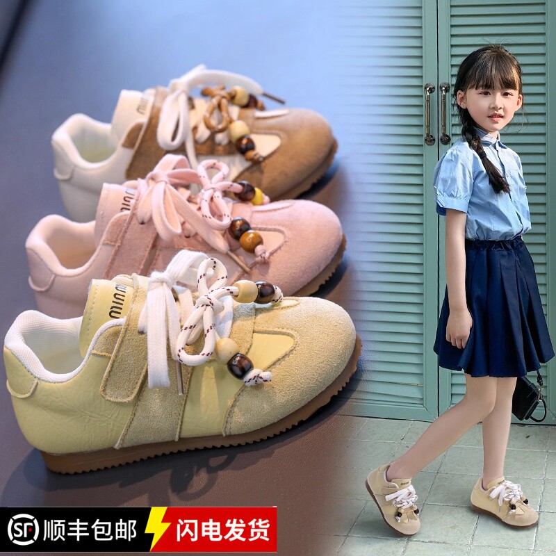 真皮女童运动鞋春秋新款儿童休闲运动鞋