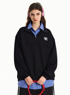 SUPEREALLY 陈建宇 一笙同款刻字膜美式撞色条纹拼接结构宽松长袖