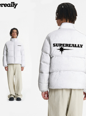 Supereally 肖顺尧同款 波点字母logo美式风百搭立领保暖外套棉服
