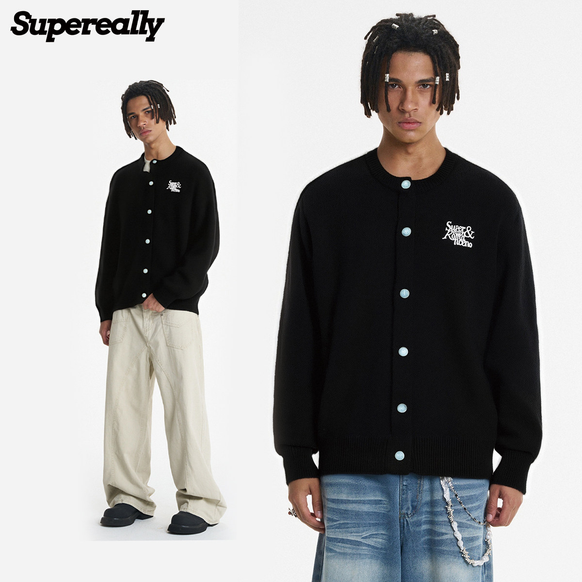 SUPEREALLY刘宇同款复古软糯开衫外穿毛衣毛衫秋冬老钱男女同款