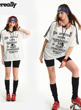 SUPEREALLY 艺人同款 美式运动丝绸感速干面料百搭宽松短袖T恤