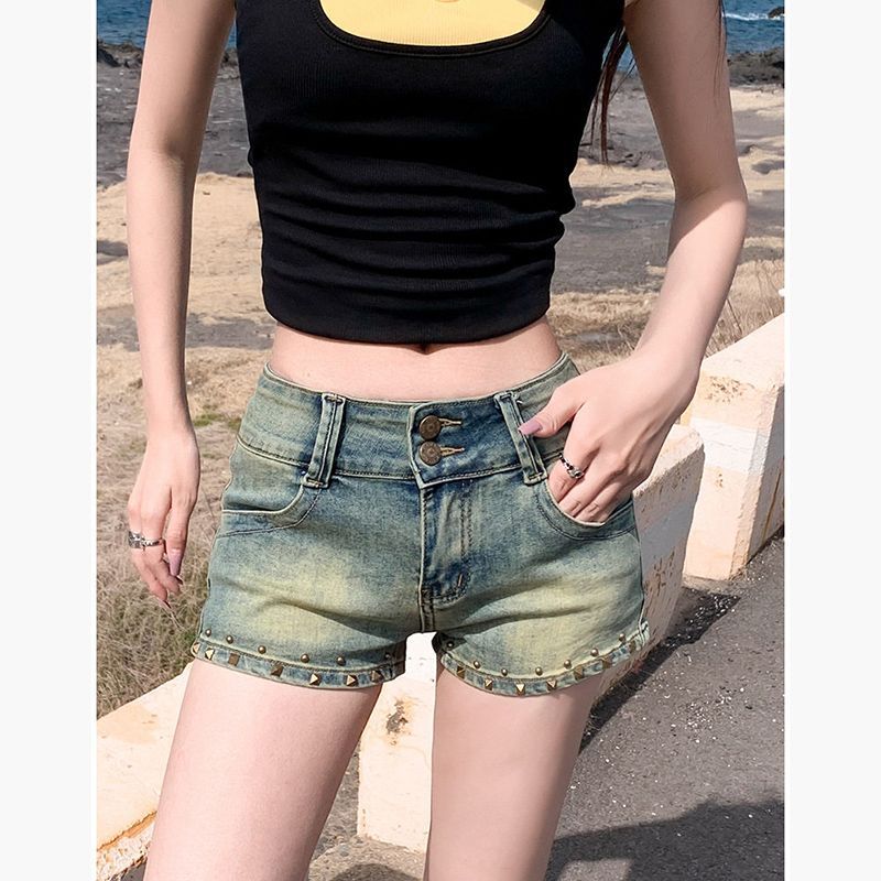 休闲牛仔短裤女ins韩版春夏季新款设计感A字紧身显瘦包臀牛仔短裤