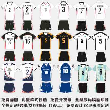 排球服套装男女款全身定制速干排球衣团队比赛球服训练队服印字号
