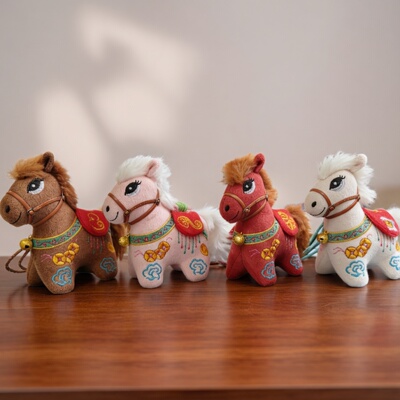 西秦刺绣幸运马玩偶新年春节挂饰