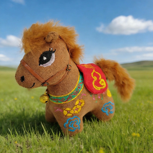 西秦刺绣马幸运马玩偶刺绣立体新年春节摆件挂饰送亲友礼物国潮