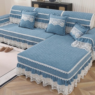 欧式高档四季通用沙发垫布艺纯色防滑皮沙发套罩盖布贵妃全包定做