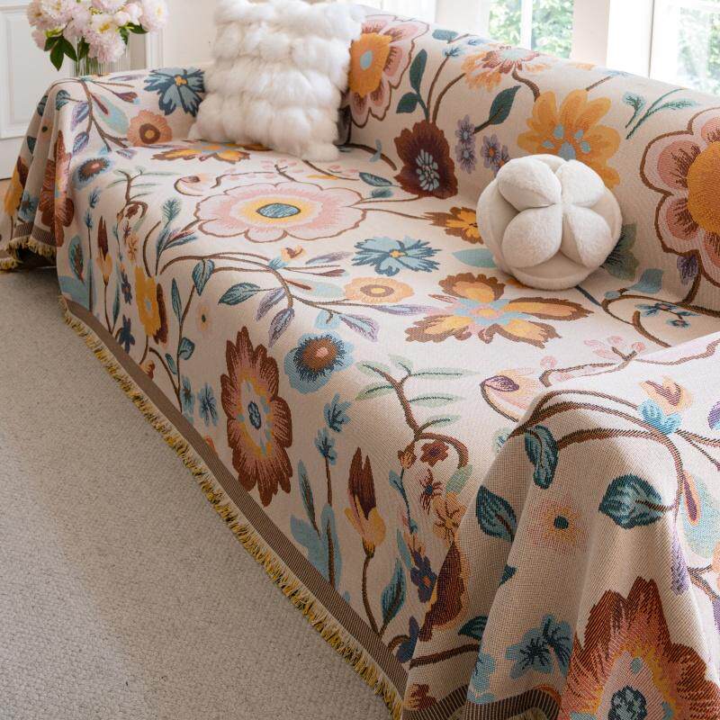 美式沙发巾全盖 双面可用 防滑盖布防猫抓沙发套罩 棉麻 四季通用