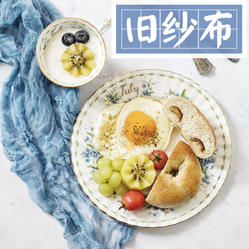月饼做旧纱巾拍摄食品手工背景布