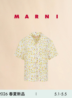 【24期免息】MARNI 2026春夏新品女士波浪印花LOGO短袖衬衫
