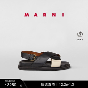 多件折 款 礼物 经典 女士休闲FUSSBETT搭扣平底罗马凉鞋 MARNI