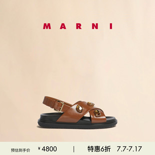 【24期免息】MARNI 2026春夏新品女士FUSSBETT羊皮革交叉带凉鞋