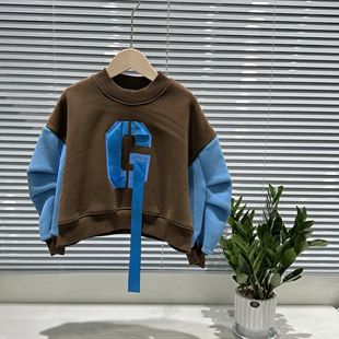 断码清仓 啦芙莱童装冬款女童洋气短款加绒卫衣一体绒辣妹款上衣