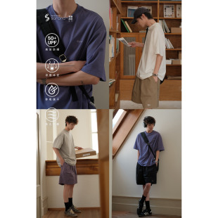 UPF索罗娜凉感抗菌UV防晒科技面料刺绣短袖 T恤男 夏季 可乐生活