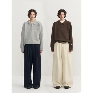 新款 可乐生活CARPEM 抗起球简约基础羊毛长坨马海毛polo毛衣冬季