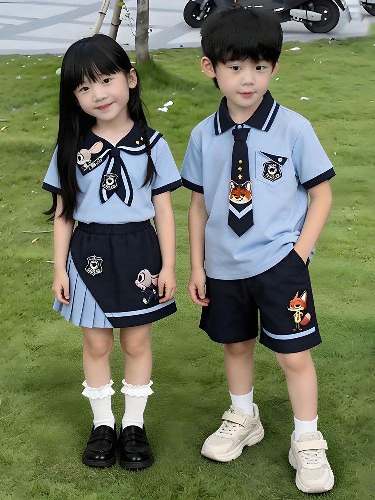 兄妹姐弟装男女童套装夏季儿童夏装小孩女孩独特漂亮兔子警官衣服