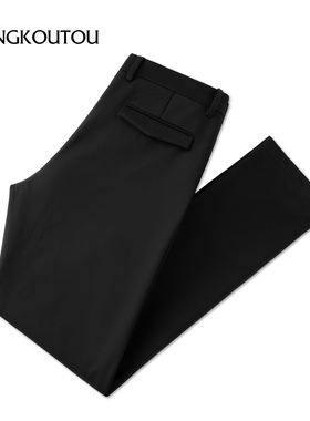 蒙口透男士春秋百搭日常简约大方轻奢合体常规中弹黑色显瘦休闲裤