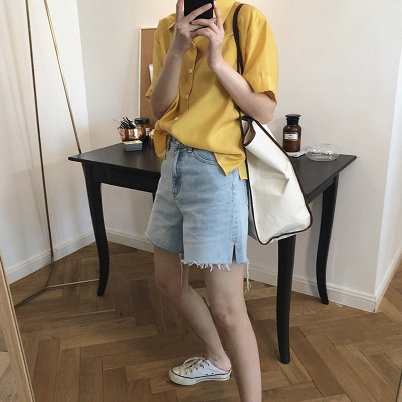 。孕妇牛仔短裤2020夏季薄款打底裤时尚外穿宽松开叉阔腿裤高弹托