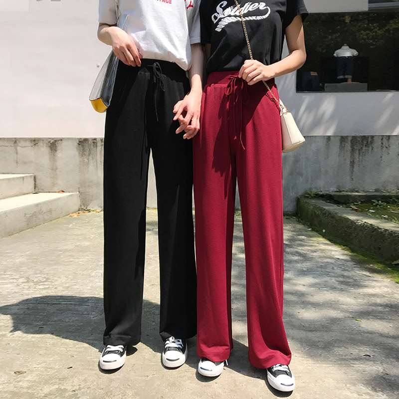 铜氨丝阔腿裤女高腰夏垂感冰丝宽松坠感直筒休闲薄款cec拖地裤子热销0件正品保证