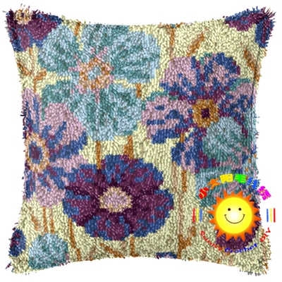 抱枕靠垫紫色绒绣