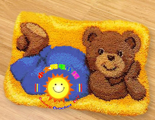 段段绣/毛线绣/地毯绣/绒绣钩针绣坐垫挂毯挂画 小蓝熊 手工套件