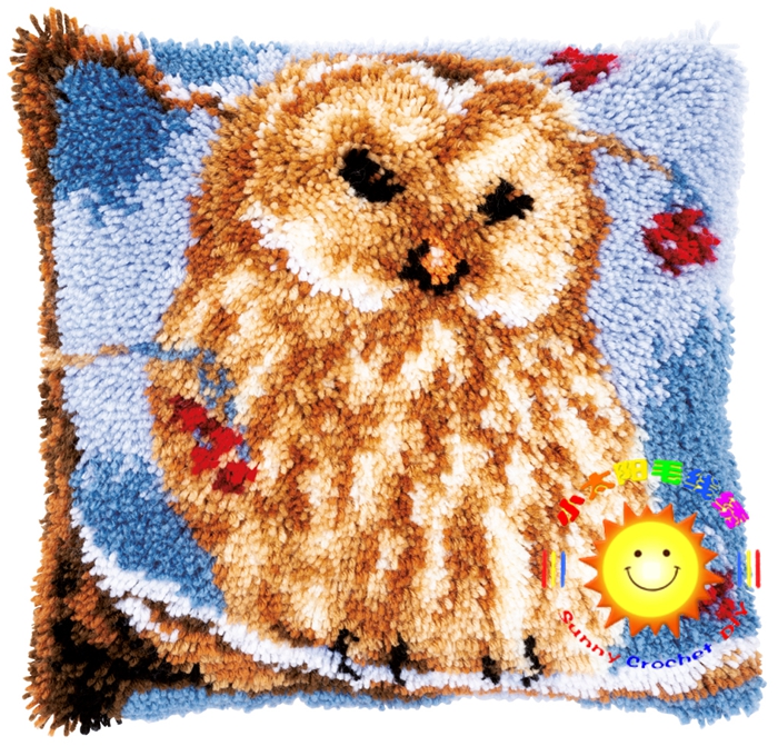 Latch Hook小太阳段段绣/抱枕 /地毯绣/靠垫/毛线绣/猫头鹰