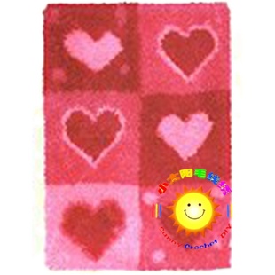 段段绣/毛线绣/地毯/绒绣/钩针 地垫 坐垫 三色爱心(2件包邮）