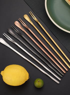 304不锈钢搅拌勺 长柄冰勺咖啡甜品小勺子调酒搅拌棒蛋糕水果叉子